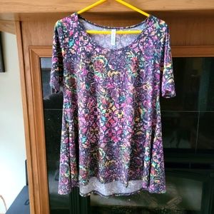 Lularoe Floral Tee Shirt Top Size Medium Vibrant & Fu